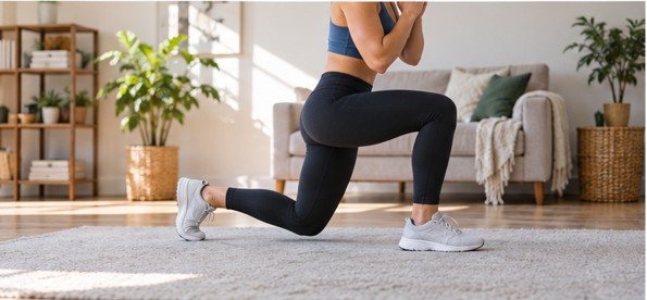 Icon Fitness | γυναίκα που κάνει άσκηση προβολές στο σπίτι